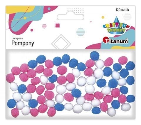 Pompony Titanum Craft-Fun Series poliestrowe mix 120 szt