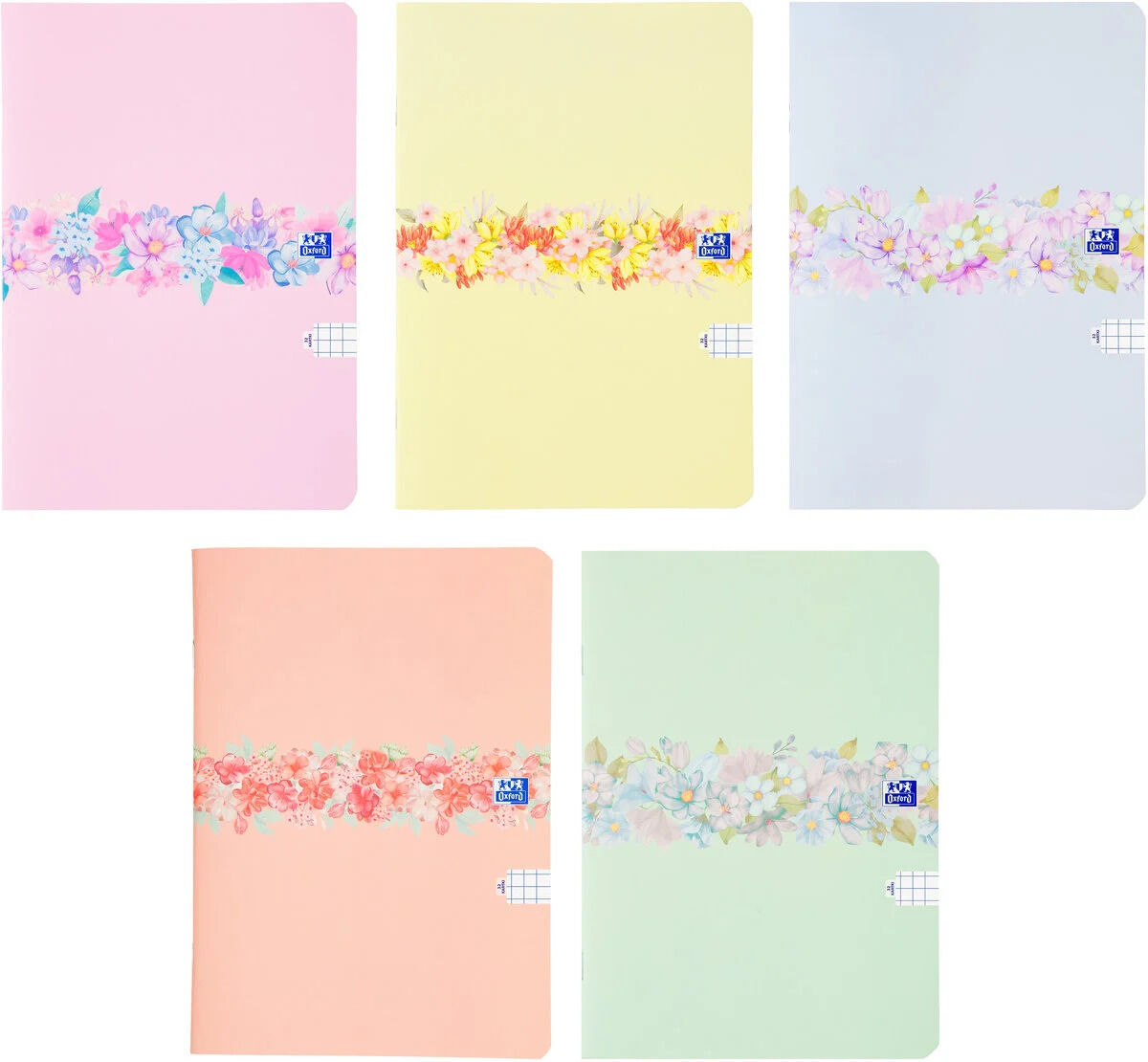 Zeszyt Oxford: A5, 32k, Kratka - Flowers, 1 szt