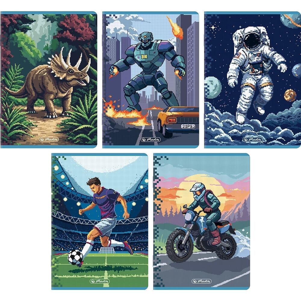 Zeszyt Herlitz Premium Pixel Fun A5/32k linia podwójna kolorowa, 1 szt