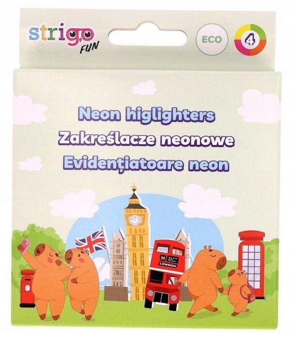Zakreślacz Eko Neon - Capybara, 4 szt. (SSC504)