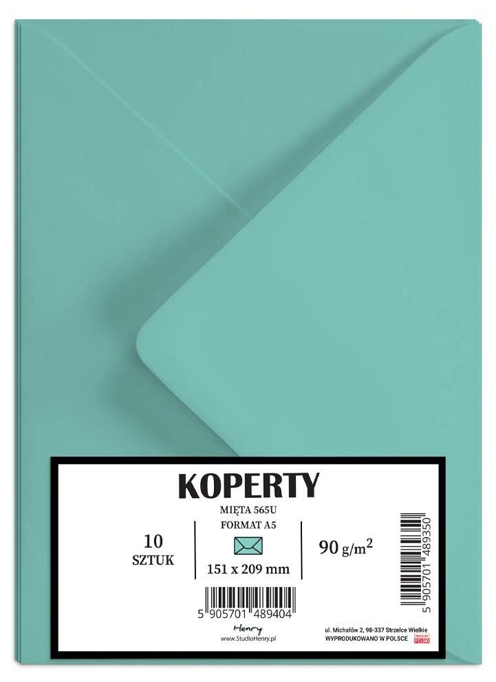 Koperty A5 miętowe 10szt