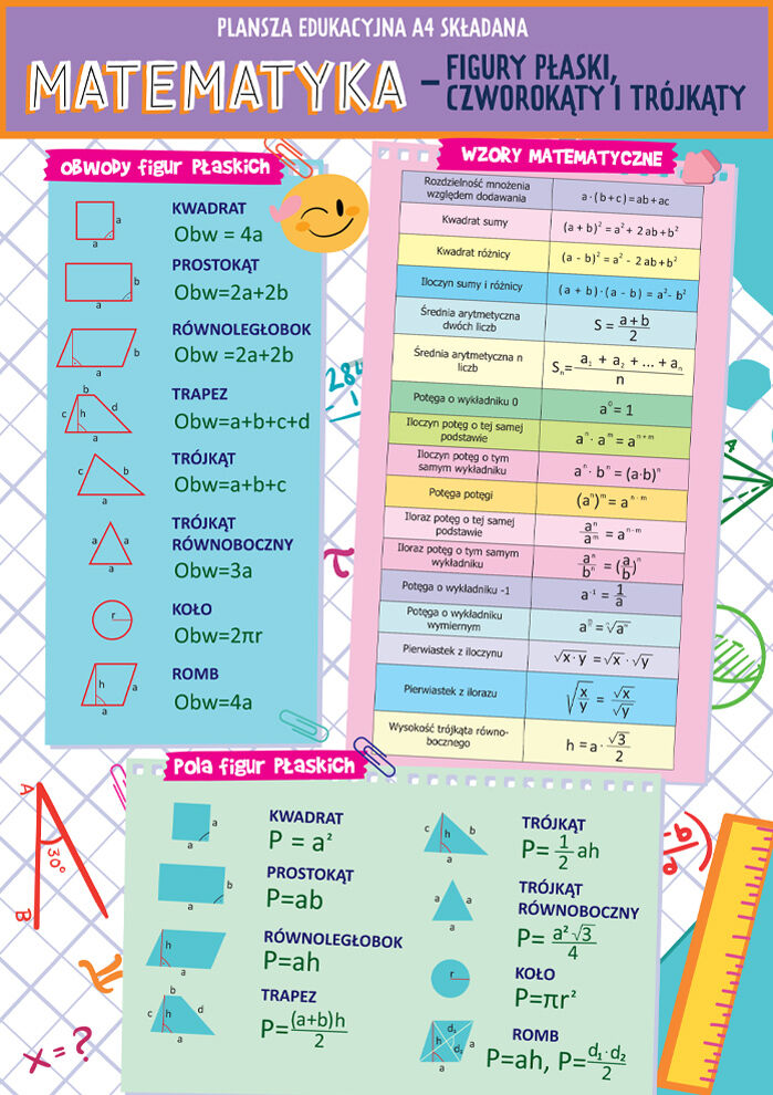 Karta edukacyjna składana matematyka - figury A4