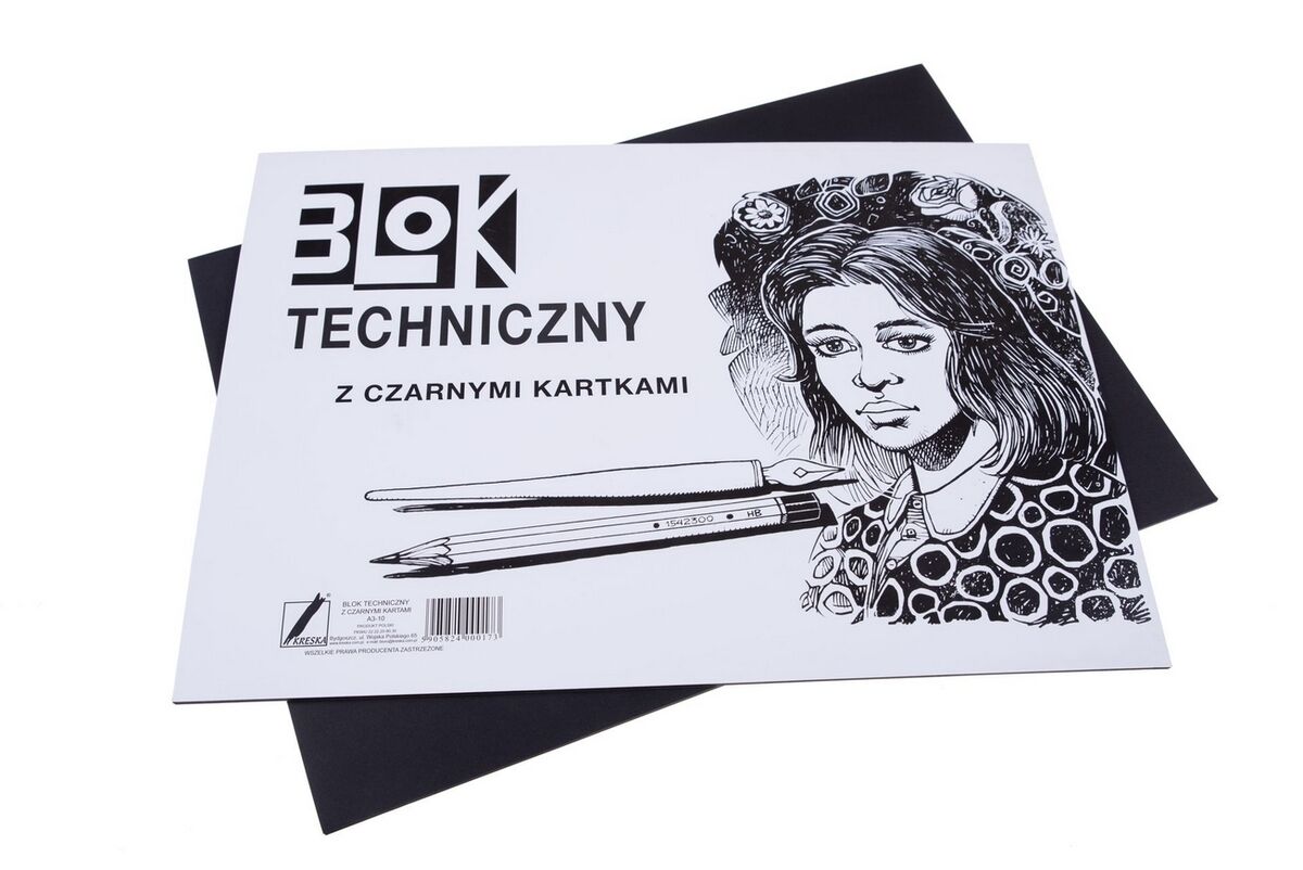Blok techniczny z czarnymi kartkami A3/10k.
