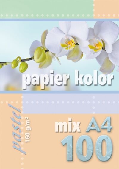 Kreska, Papier kolorowy pastelowy A4, 100 kartek, 160 g/m2, wielokolorowy