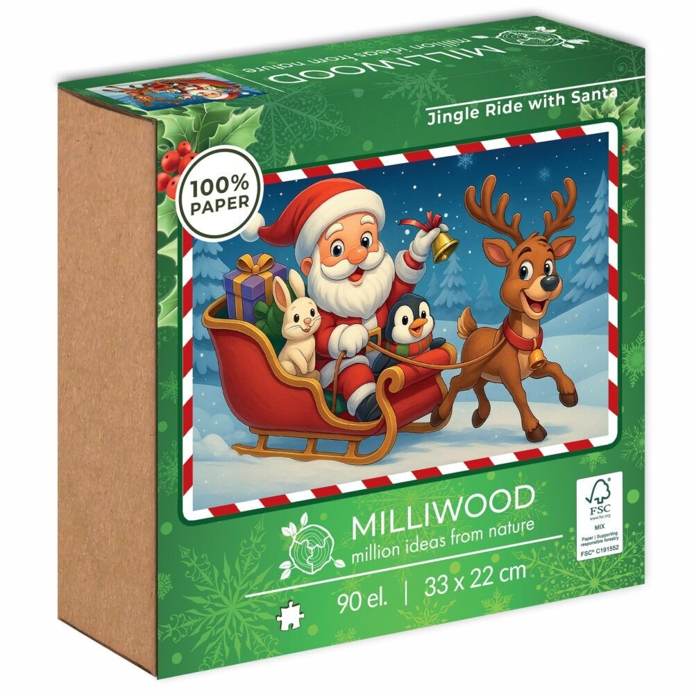 Puzzle 90 elementów Milliwood Podróż z Mikołajem