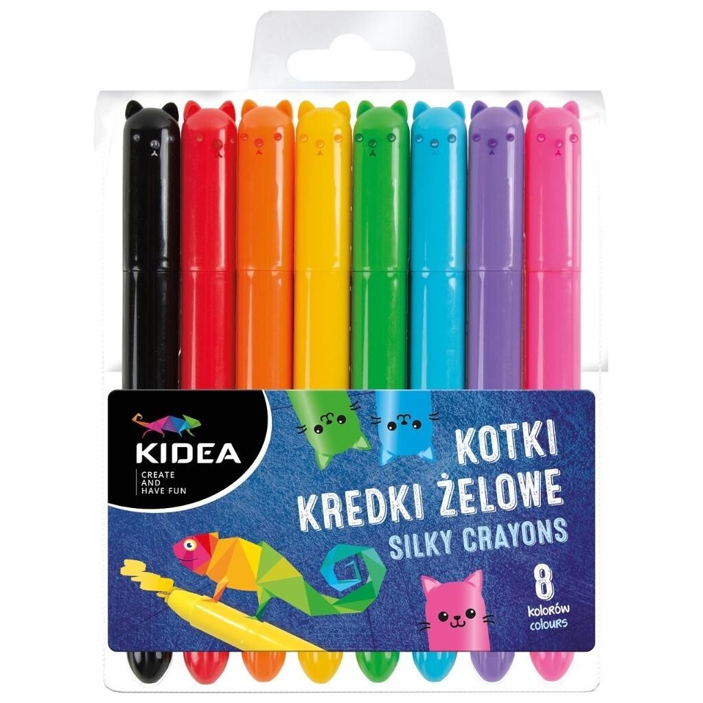 Kidea, Kredki żelowe kotki, 8 kolorów
