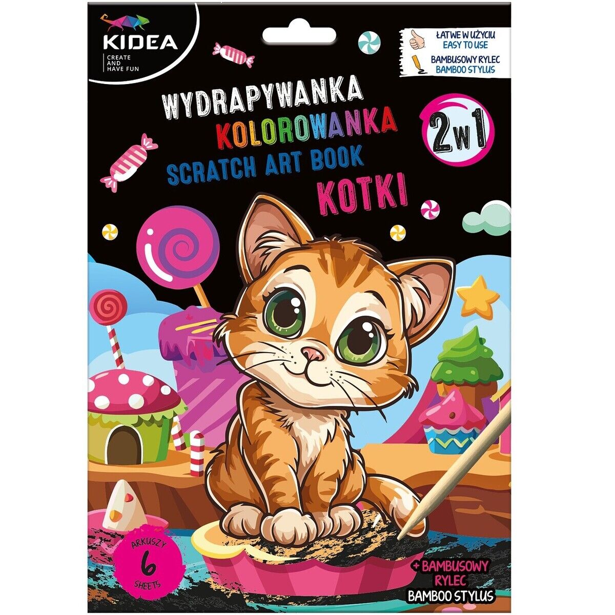 Wydrapywanka z kolorowanką 2w1 Kidea Kotki