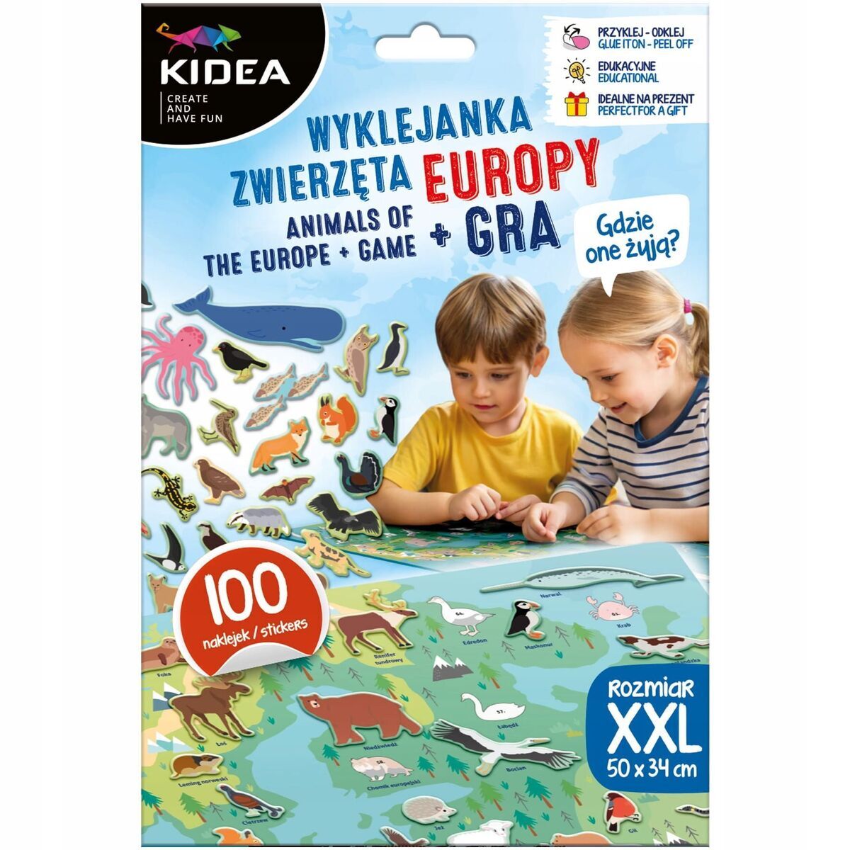 Gdzie one żyją? Zwierzęta Europy wyklejanka + gra Kidea