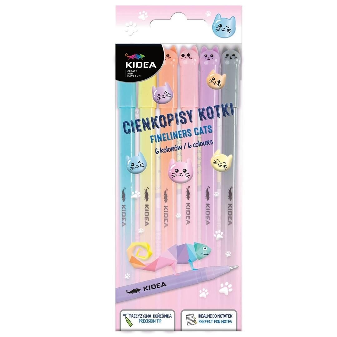 Cienkopisy Kidea - Kotki, 6 kolorów