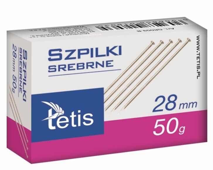 Szpilki Tetis 28mm, 50g - srebrne (GR009-B)