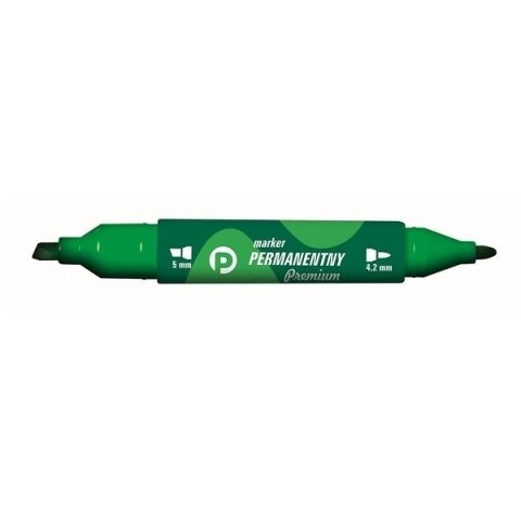 Marker permanentny Tetis dwustronny - zielony (KM502-Z2)