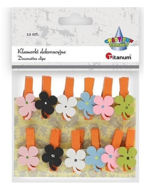 Klamerki dekoracyjne, 12 szt. - kwiatki (399113)