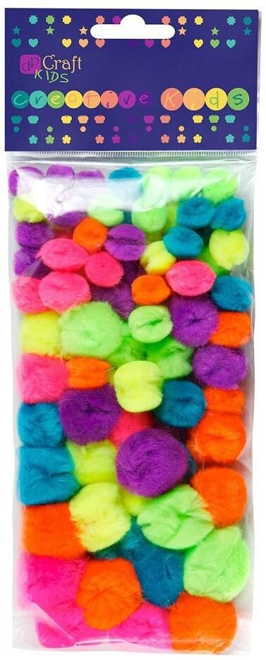 Pompony akrylowe mix neon, 78 szt. (KSPO-003)