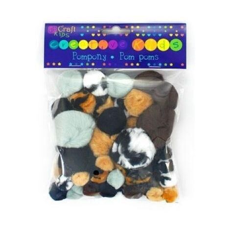 Pompony Akrylowe - Animal Prints Mix 56 szt.