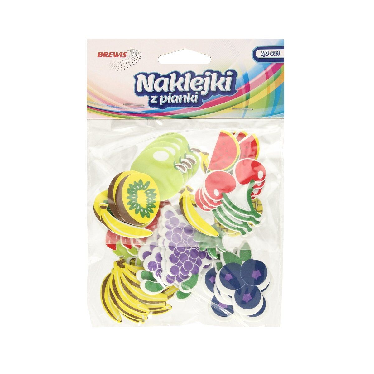 Naklejki z pianki owoce 40szt
