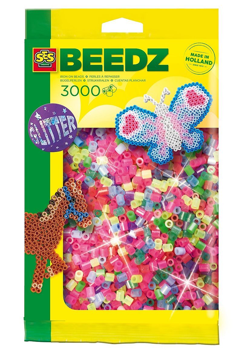 Koraliki do prasowanek neonowy mix kolorów z brokatem 3000 szt