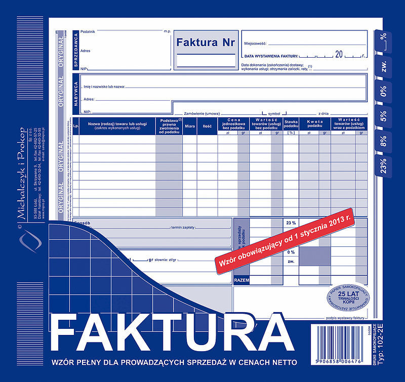 Faktura 2/3 a4 pełna