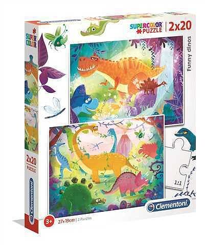 Puzzle 2x20 super kolor śmieszne dinozaury 24755