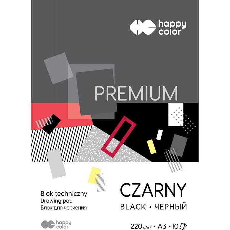 Blok techniczny czarny a3 premium 220g happy color pakiet 10sztuk