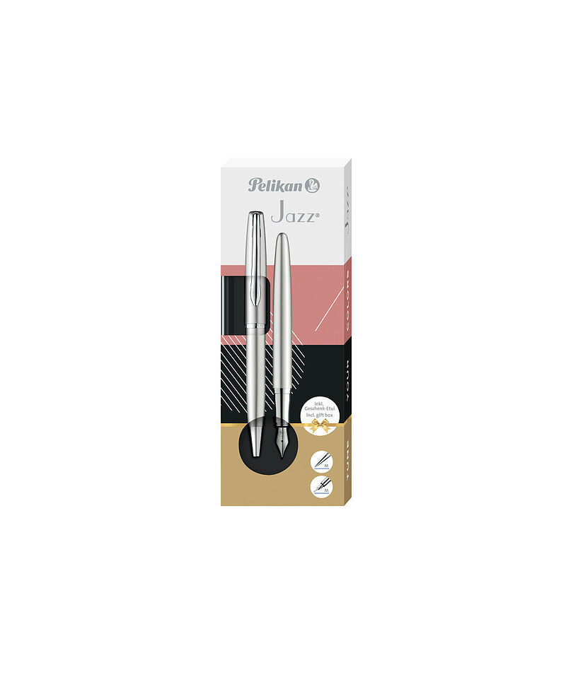 Pióro wieczne + długopis jazz noble silver etui pelikan