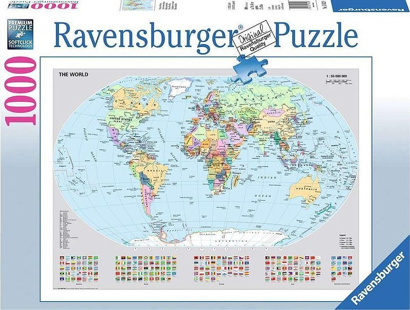 Puzzle 2d 1000 polityczna mapa świata 15652
