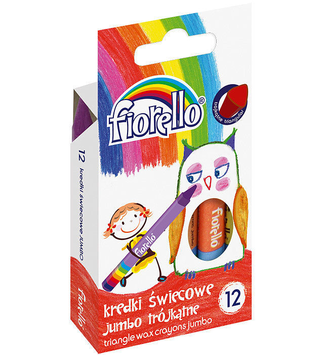 Kredki świecowe fiorello jumbo trójkątne 12 kolorów