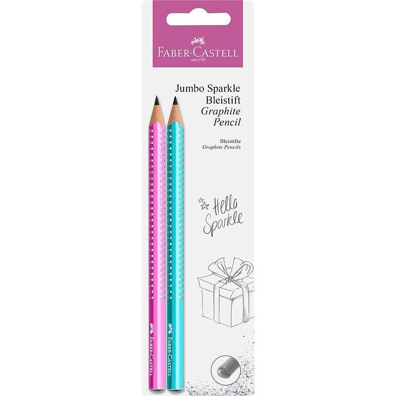 Ołówek jumbo faber-castell sparkle pearl 2 szt różowy + niebieski blister
