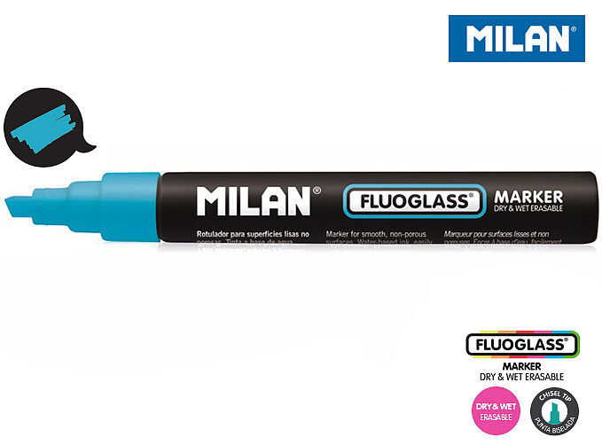 Marker do szyb milan fluoglass niebieski