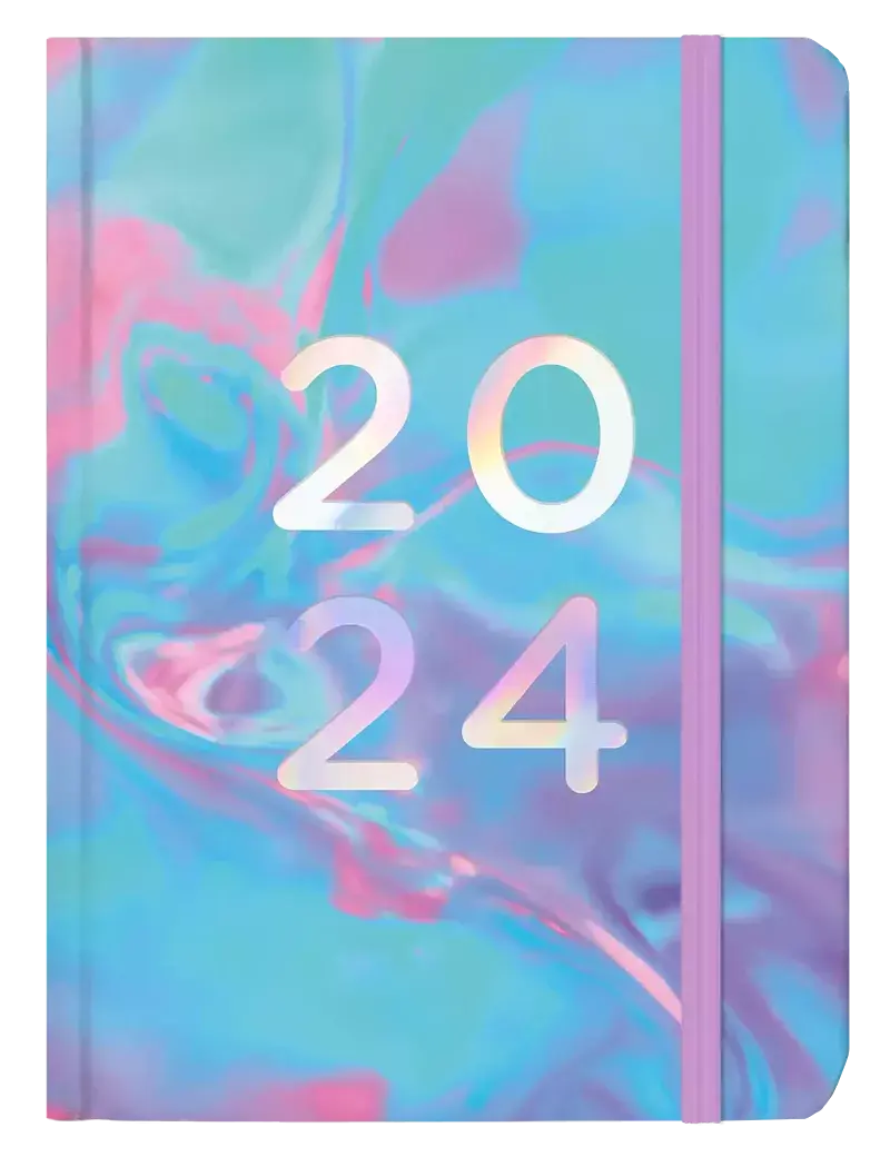 Kalendarz 2024 b6 codzienny kolorowy marmur