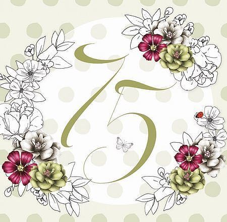 Karnet swarovski kwadrat cl1475_po urodziny 75 kwiaty