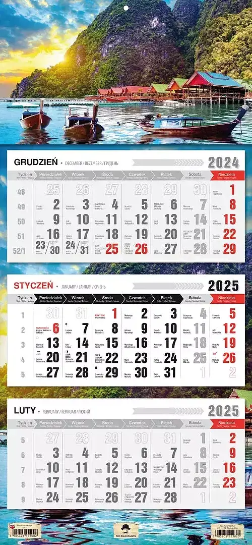 Kalendarz 2026 trójdzielny Tajlandia  KT1 V76