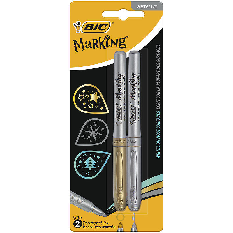 Marker bic marking metallic ink złoty i srebrny blister 2szt