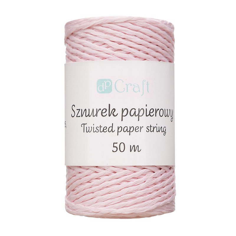Sznurek papierowy skręcany różowy 50m