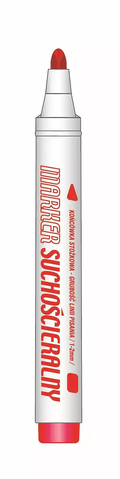 Marker suchościeralny czerwony paczka 12 sztuk