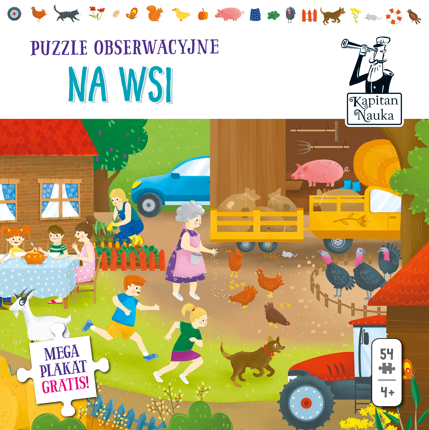 Kapitan Nauka. Puzzle obserwacyjne. Na wsi 4+ (54 elementy + plakat)