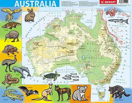 Puzzle ramkowe 72 Australia mapa fizyczna