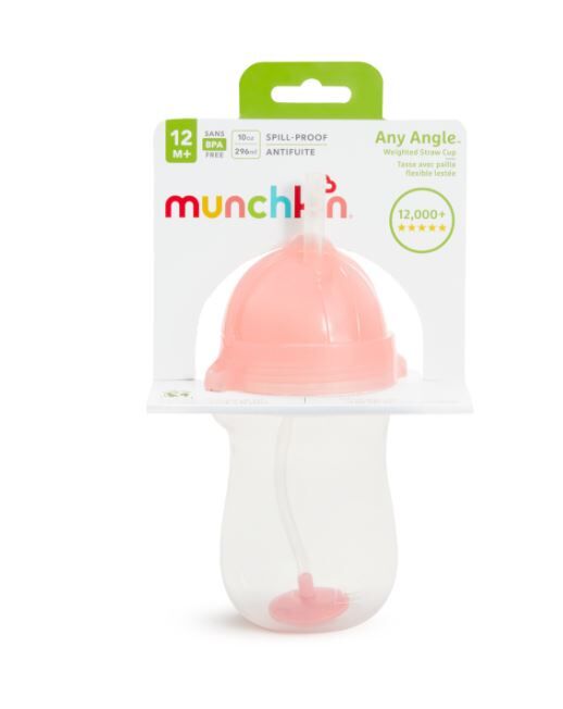 Kubek Munchkin niekapek ze słomką 296ml różowy
