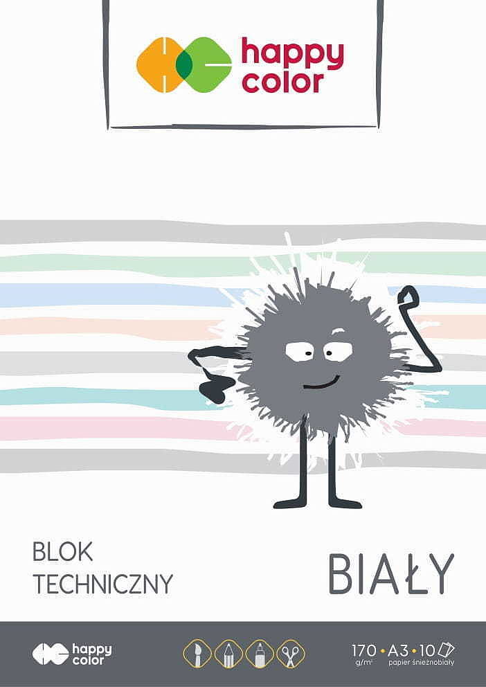 Blok techniczny biały a3 170g happy color pakiet 10sztuk