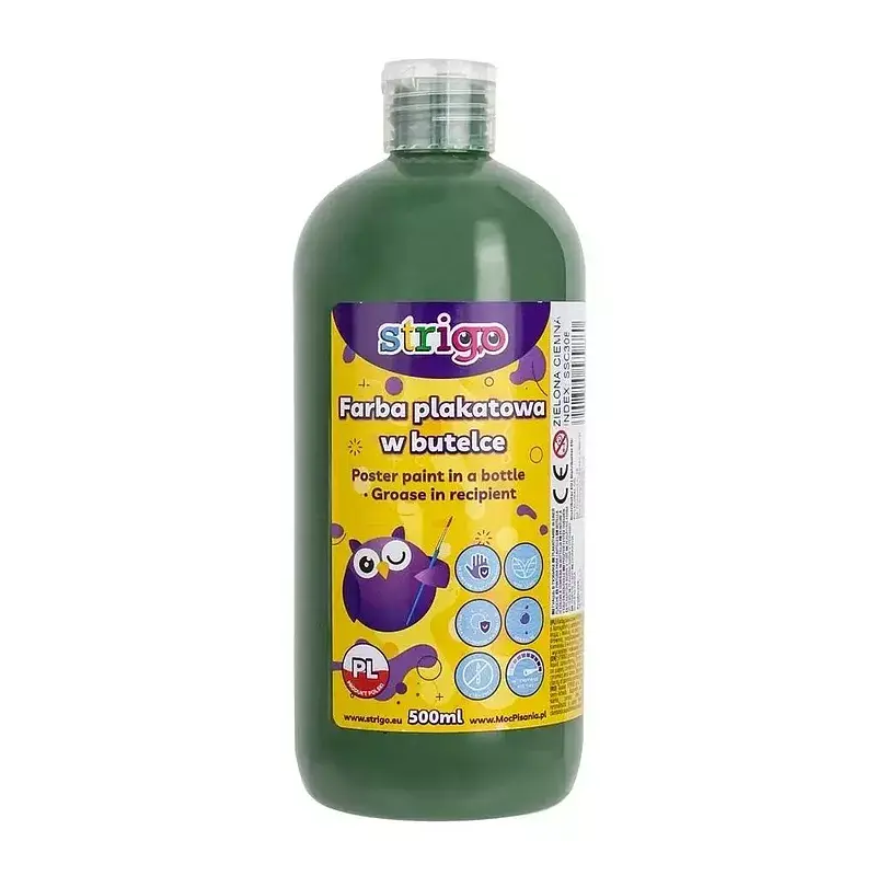 Farba plakatowa strigo butelka 500 ml zielona