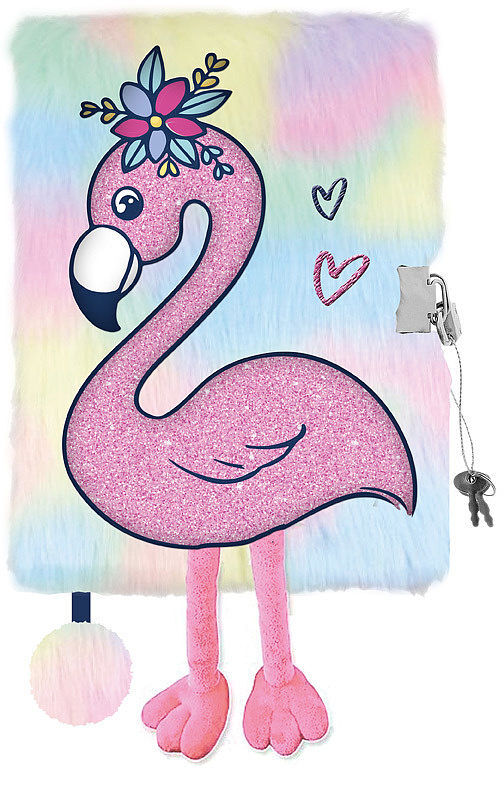 Pamiętnik z kłódką 3d włochacz a5 96k tropical flamingo