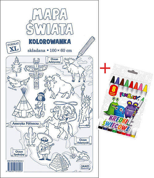 Mapa świata Kolorowanka XL + kredki