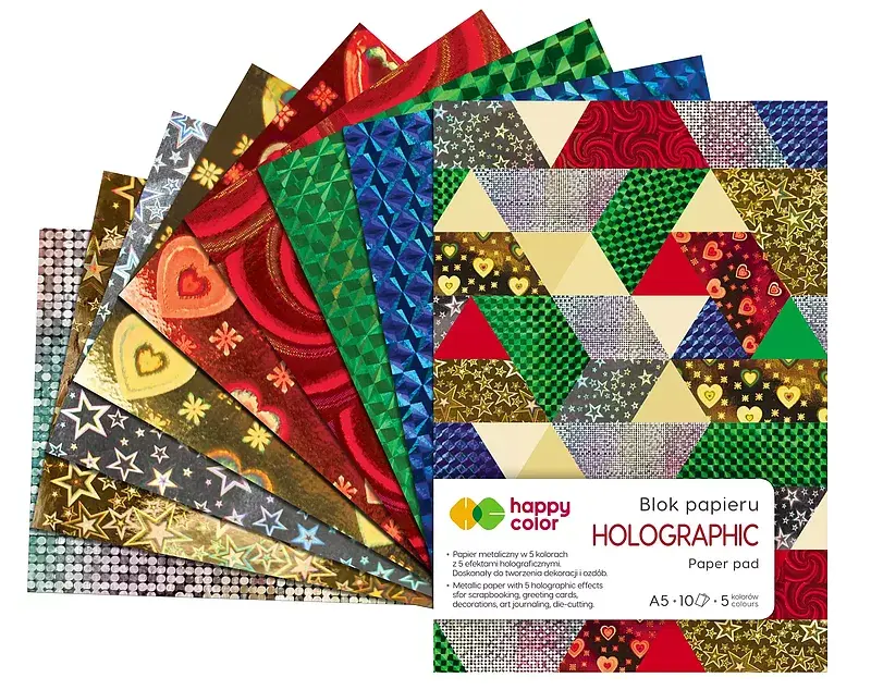 Blok holographic a4 10 ark 70g mix happy color