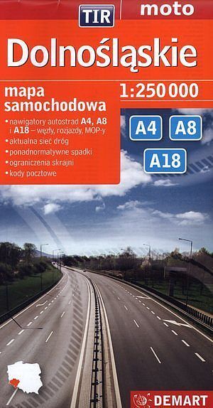 Dolnośląskie. Mapa samochodowa TIR w skali 1:250 000