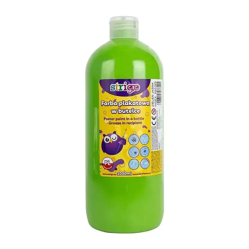 Farba plakatowa strigo butelka 1000 ml jasnozielona