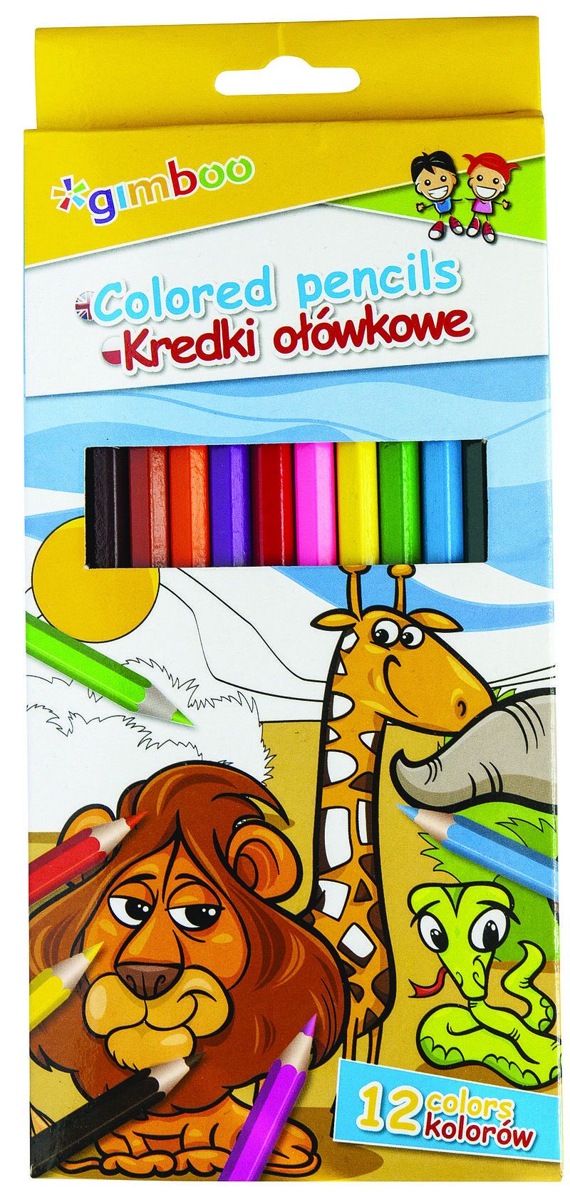 Kredki gimboo ołówkowe sześciokątne 12 kolorów