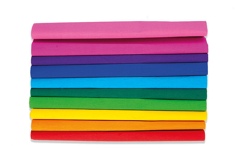 Bibuła marszczona happy color tęczowe kolory 25x200cm 10 kolorów 10 rolek