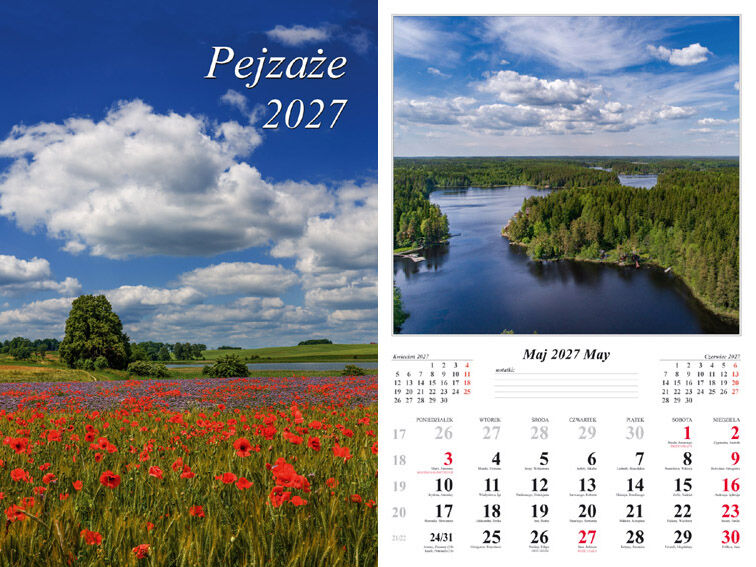Kalendarz 2027 ścienny 7-k Pejzaże