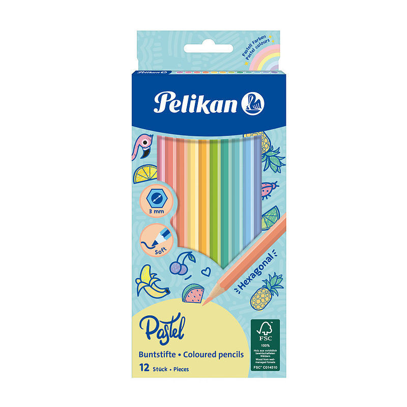 Kredki ołówkowe pastel 12 kolorów