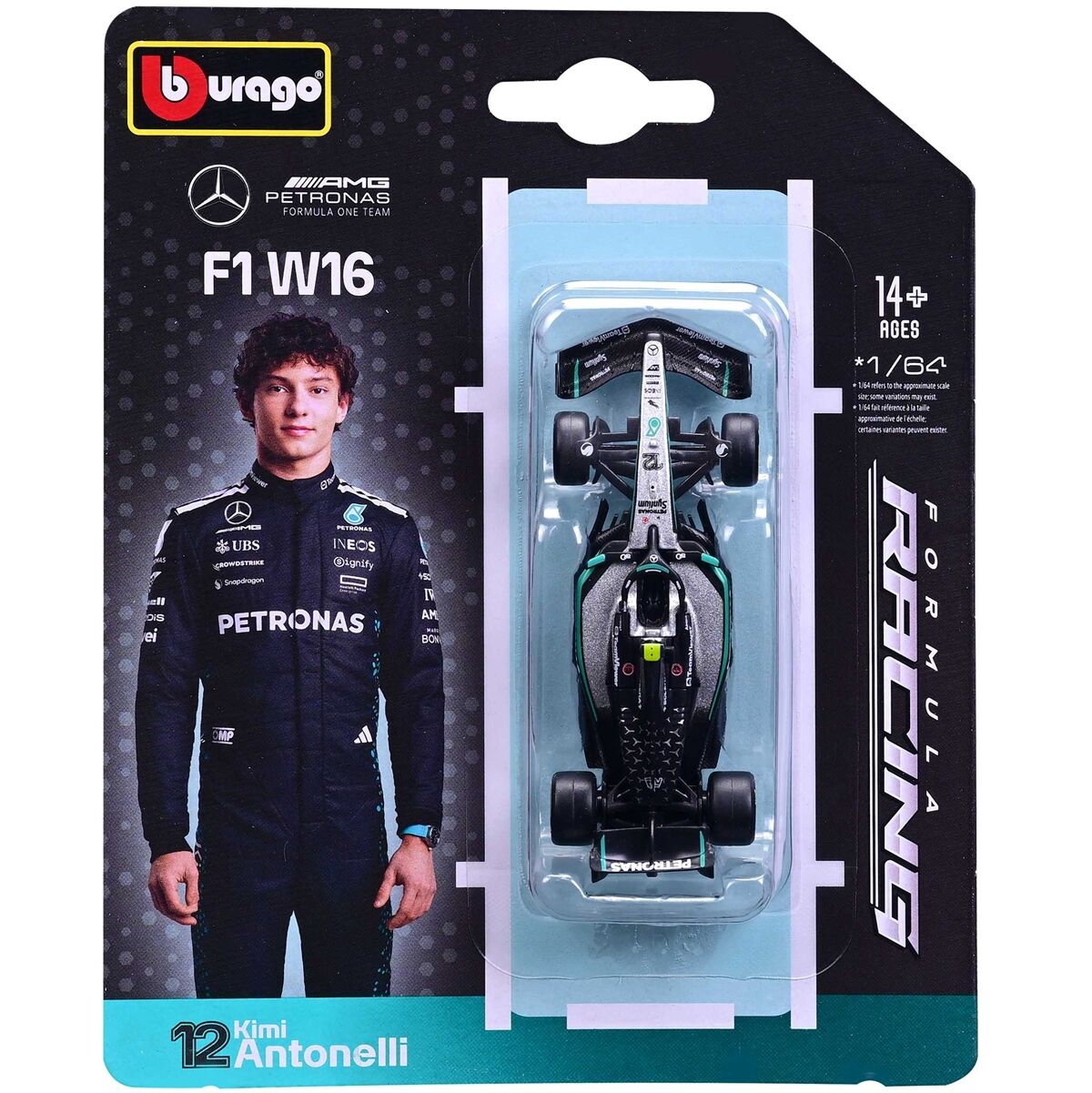 Bburago Model 1:64 BOLID F1 Mercedes AMG W16 2025 Kimi Antonelli 18-58002