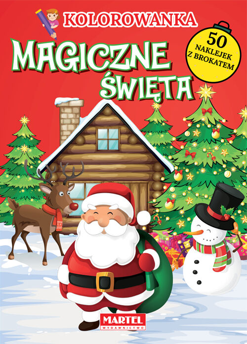 Magiczne święta kolorowanka z naklejkami (czerwona)